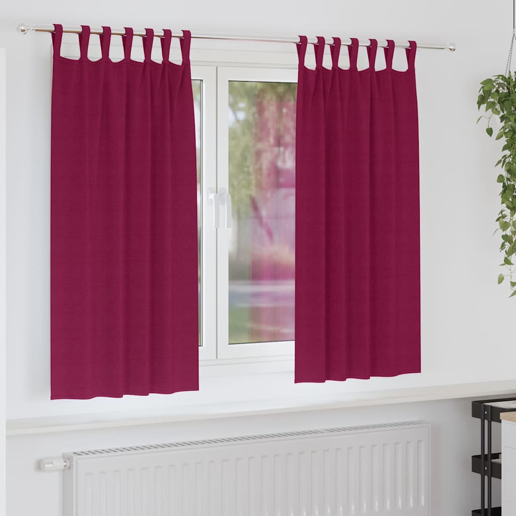 Zwart-out Gordijnen met Ringen 2 st Wijnrood 175 x 140 cm