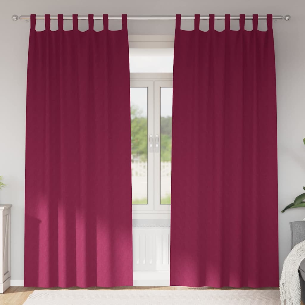 Zwart-out Gordijnen met Ringen 2 st Wijnrood 225 x 140 cm