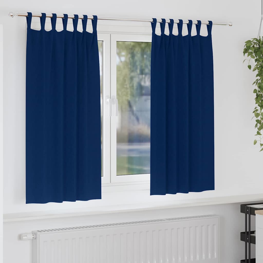 Zwart-out Gordijnen met Ringen 2 st Donkerblauw 175 x 140 cm