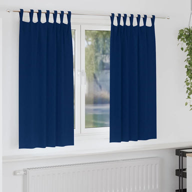 Zwart-out Gordijnen met Ringen 2 st Donkerblauw 175 x 140 cm