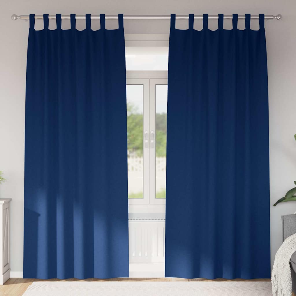 Zwart-out Gordijnen met Ringen 2 st Donkerblauw 245 x 140 cm