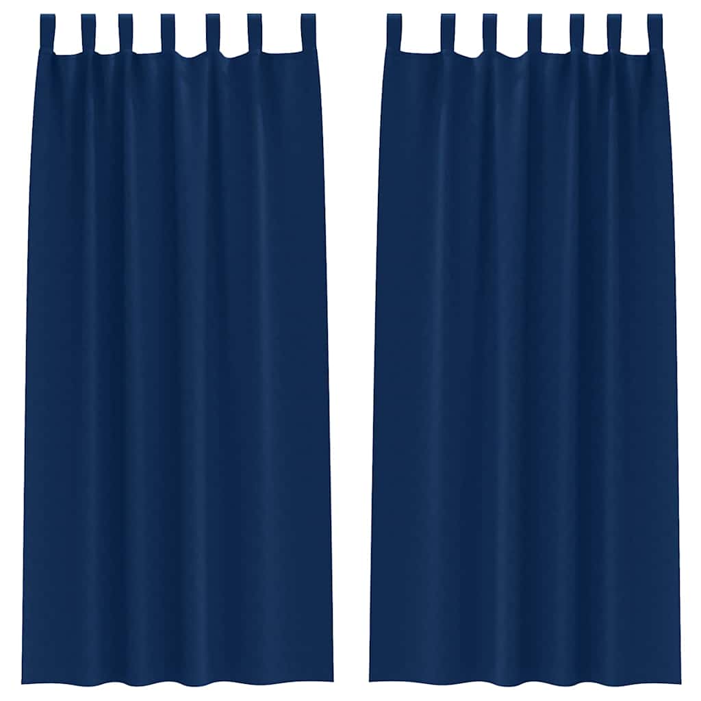 Zwart-out Gordijnen met Ringen 2 st Donkerblauw 260 x 140 cm