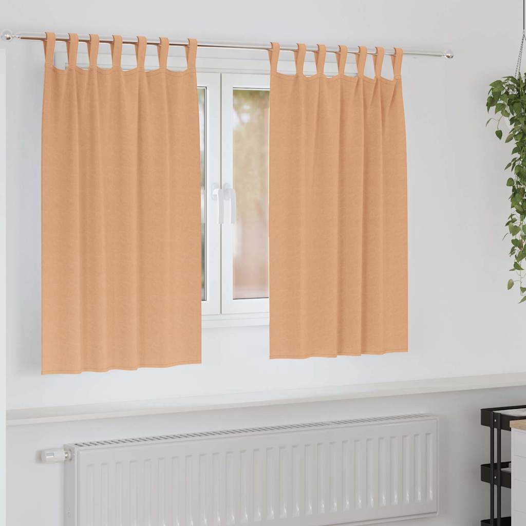 Zwart-out Gordijnen met Ringen 2 st Licht Bruin 140 x 140 cm
