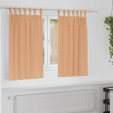 Zwart-out Gordijnen met Ringen 2 st Licht Bruin 140 x 140 cm