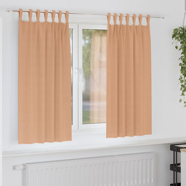 Zwart-out Gordijnen met Ringen 2 st Licht Bruin 175 x 140 cm
