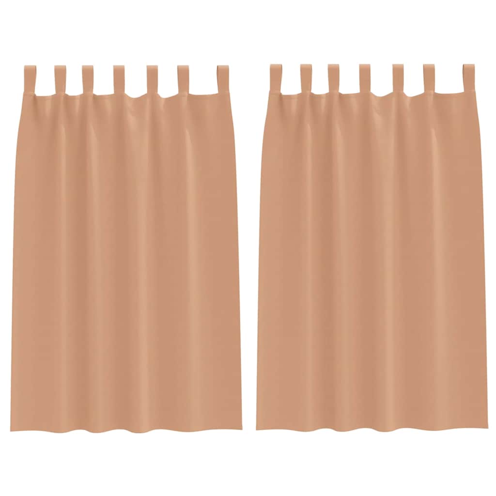 Zwart-out Gordijnen met Ringen 2 st Licht Bruin 175 x 140 cm