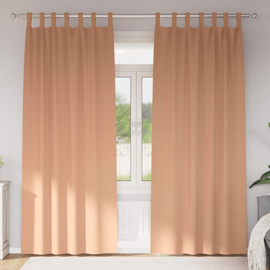 Zwart-out Gordijnen met Ringen 2 st Licht Bruin 245 x 140 cm