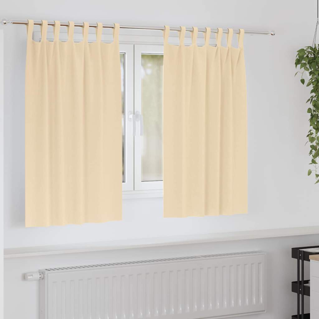 Zwart-out Gordijnen met Ringen 2 st Crème 140 x 140 cm