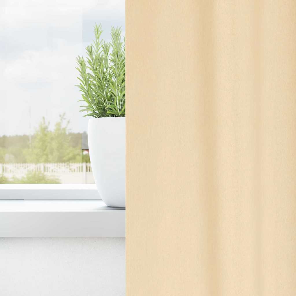 Zwart-out Gordijnen met Ringen 2 st Crème 225 x 140 cm