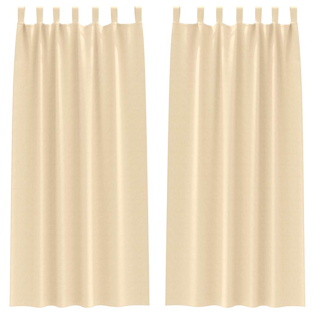 Zwart-out Gordijnen met Ringen 2 st Crème 225 x 140 cm
