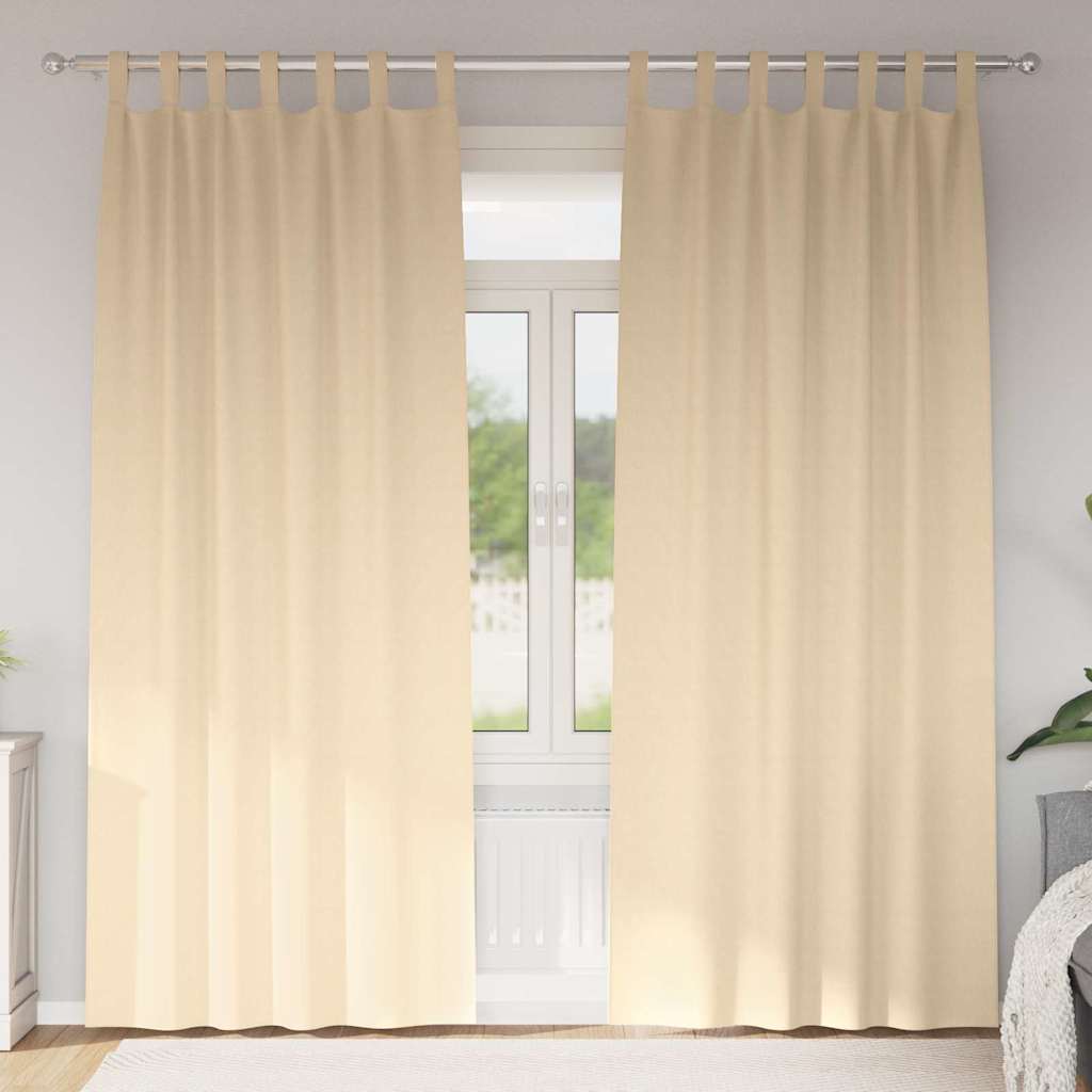 Zwart-out Gordijnen met Ringen 2 st Crème 260 x 140 cm