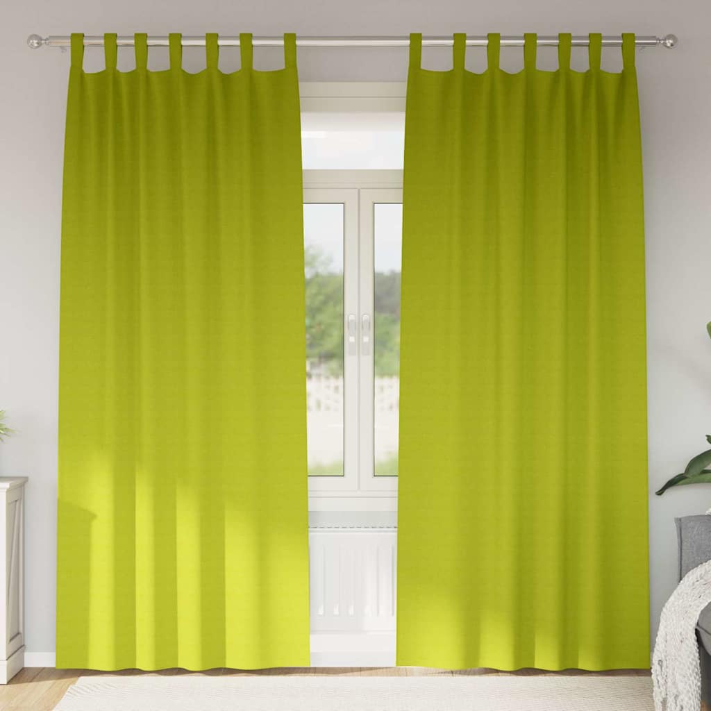 Zwart-out Gordijnen met Ringen 2 st Groen 260 x 140 cm