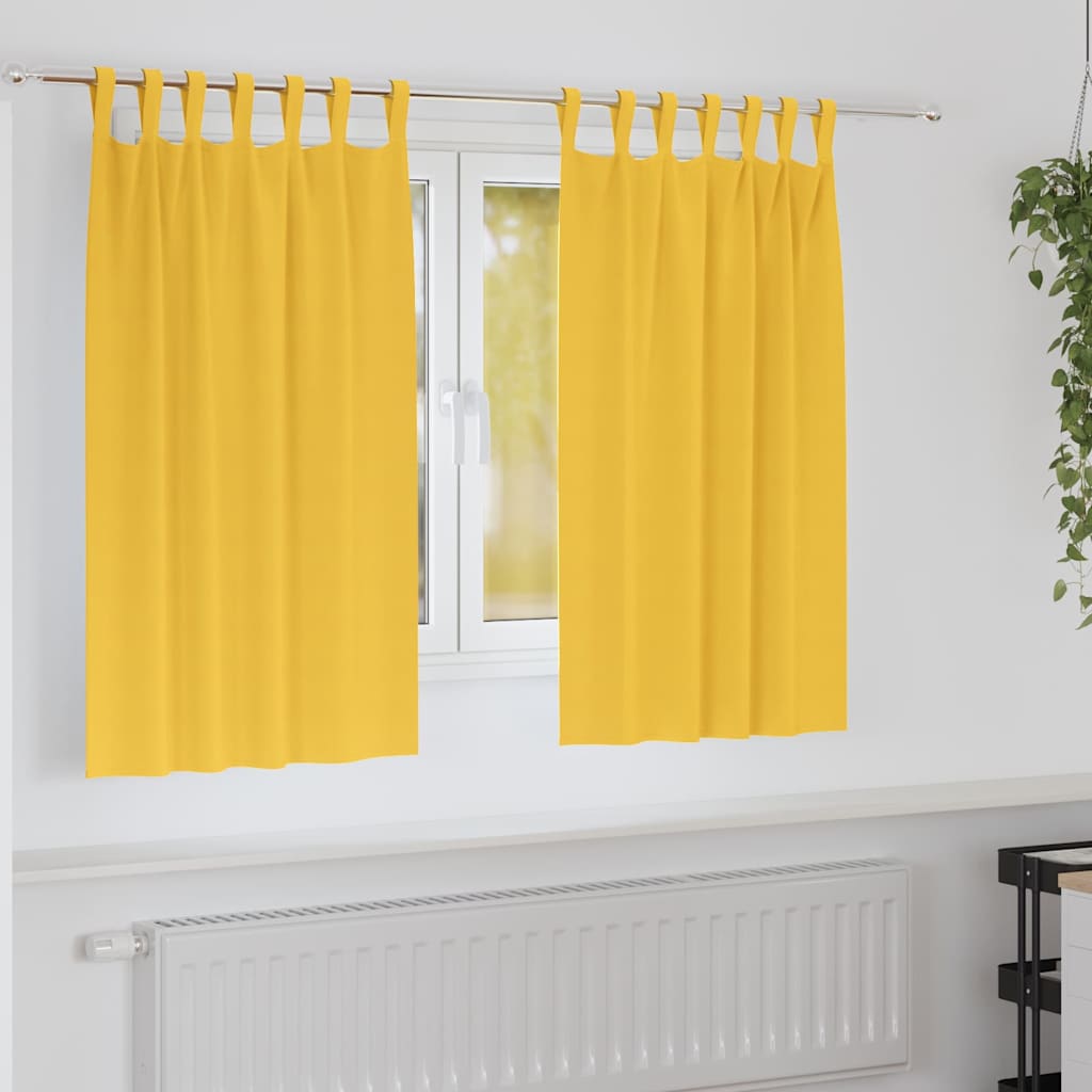 Zwart-out Gordijnen met Ringen 2 st Mosterdgeel 140 x 140 cm