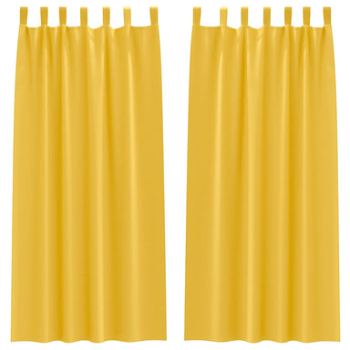 Zwart-out Gordijnen met Ringen 2 st Mosterdgeel 225 x 140 cm