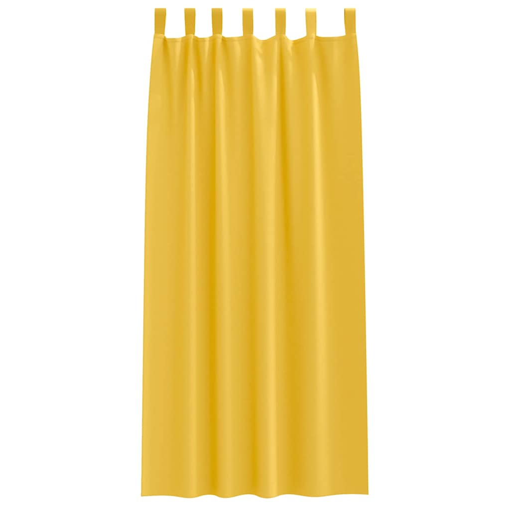 Zwart-out Gordijnen met Ringen 2 st Mosterdgeel 245 x 140 cm