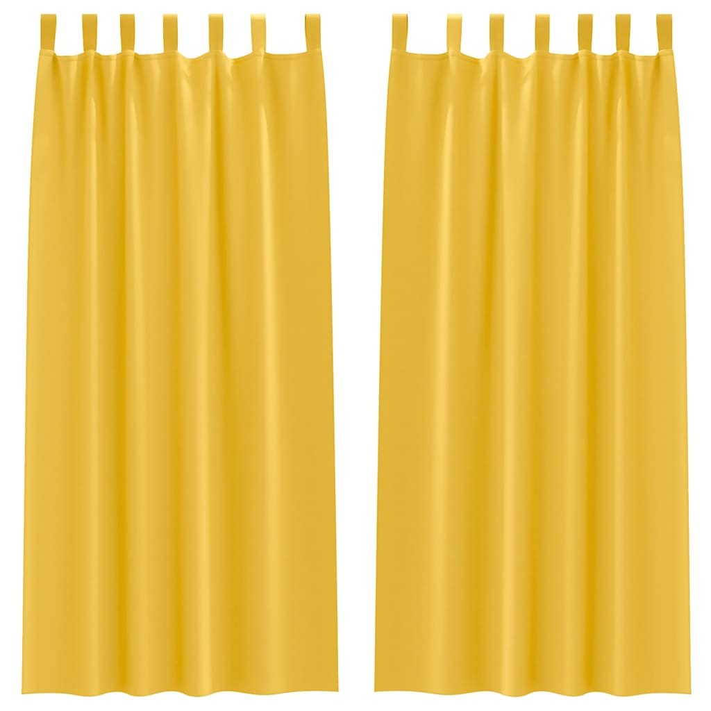 Zwart-out Gordijnen met Ringen 2 st Mosterdgeel 260 x 140 cm