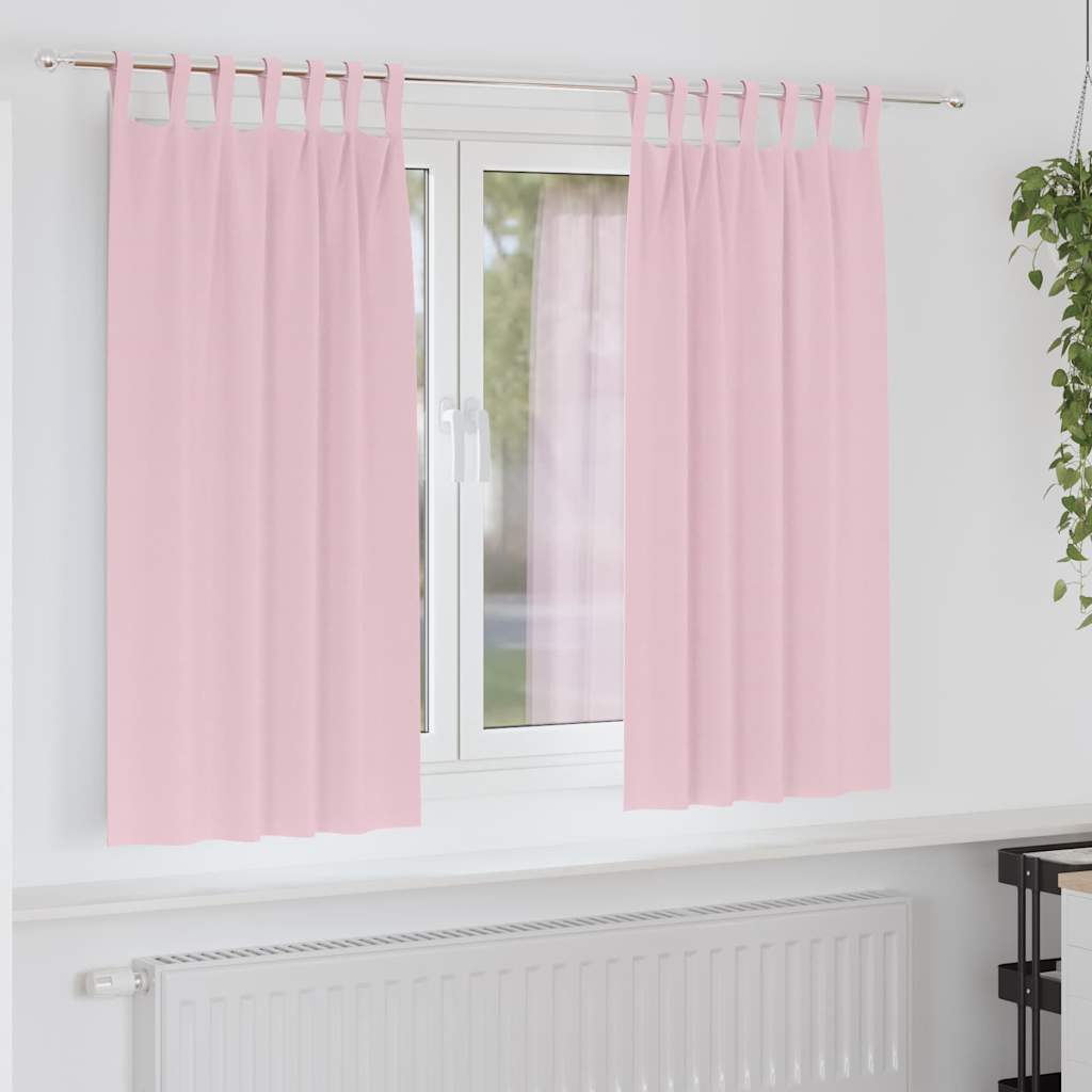 Zwart-out Gordijnen met Ringen 2 st Babyroze 175 x 140 cm