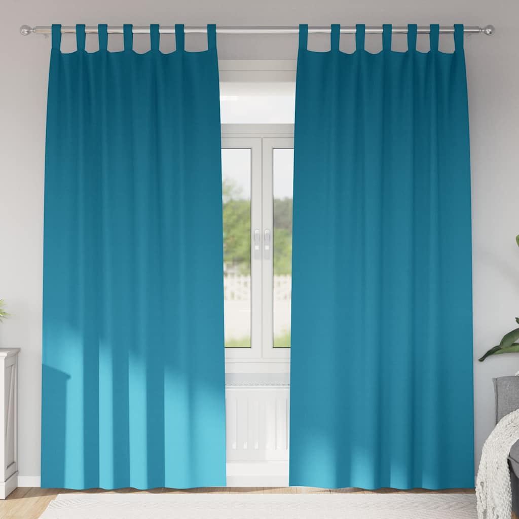 Zwart-out Gordijnen met Ringen 2 st Turquoise 225 x 140 cm