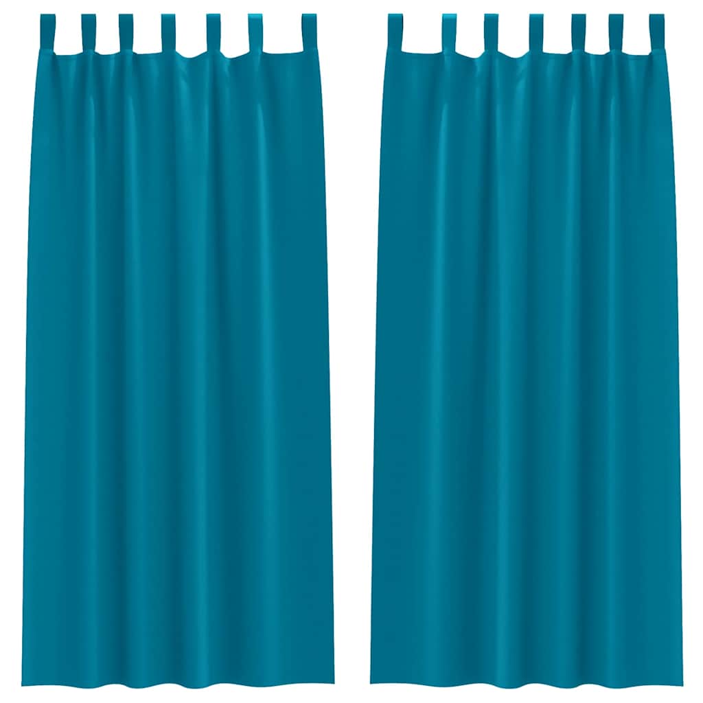 Zwart-out Gordijnen met Ringen 2 st Turquoise 245 x 140 cm