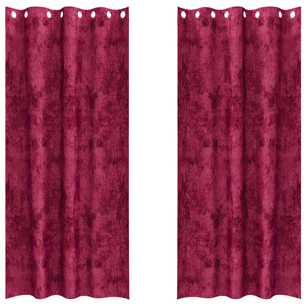 Velvet Gordijnen 2 st Wijnrood 225 x 140 cm Fluweel