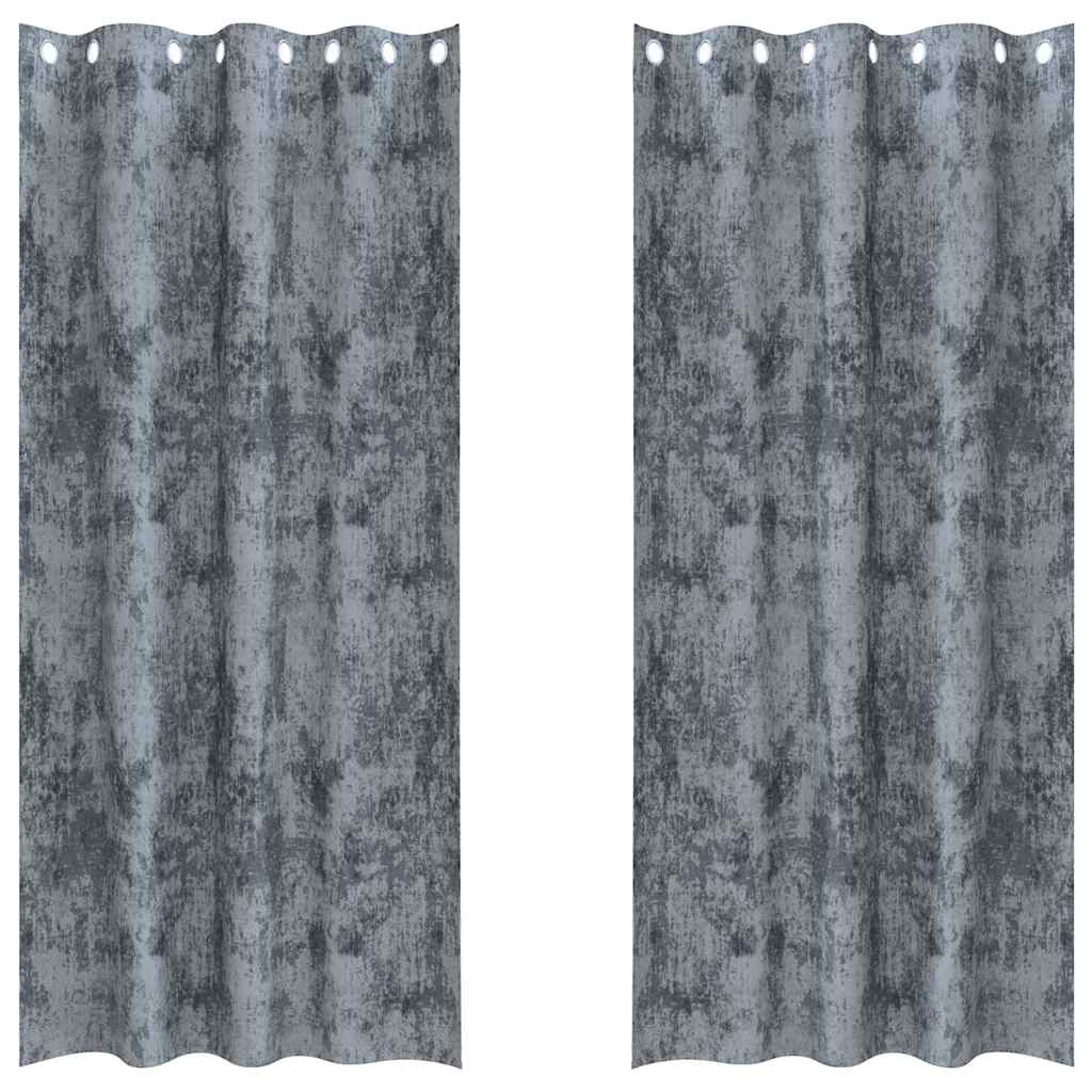 Velvet Gordijnen 2 st Zilvergrijs 245 x 140 cm Fluweel