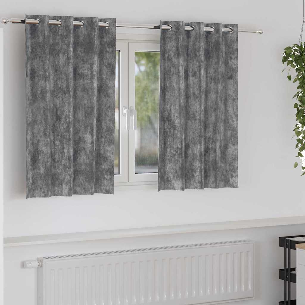 Velvet Gordijnen 2 st Grijs 140 x 140 cm Fluweel