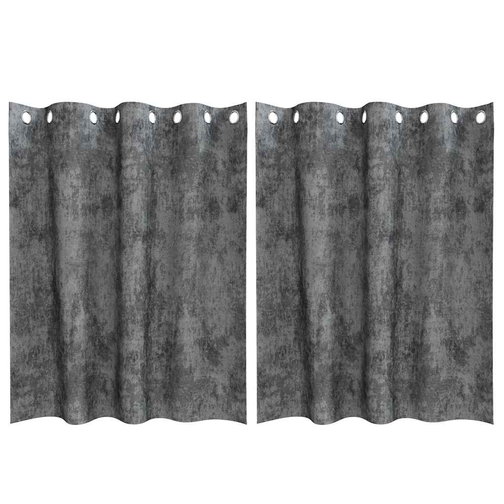 Velvet Gordijnen 2 st Grijs 140 x 140 cm Fluweel