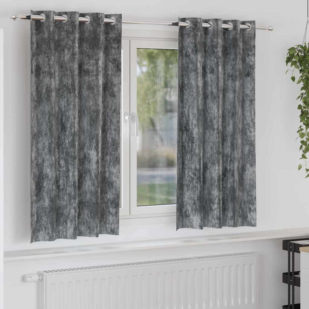 Velvet Gordijnen 2 st Grijs 175 x 140 cm Fluweel