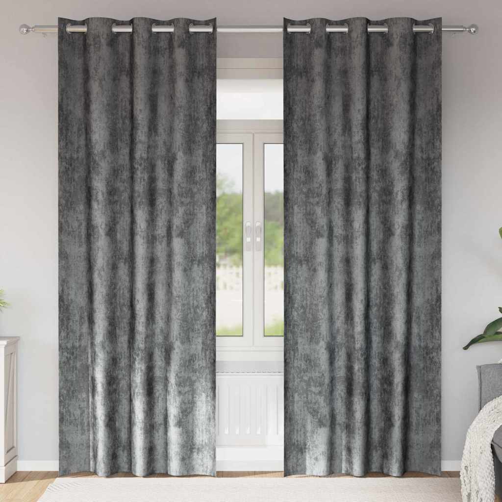 Velvet Gordijnen 2 st Grijs 260 x 140 cm Fluweel