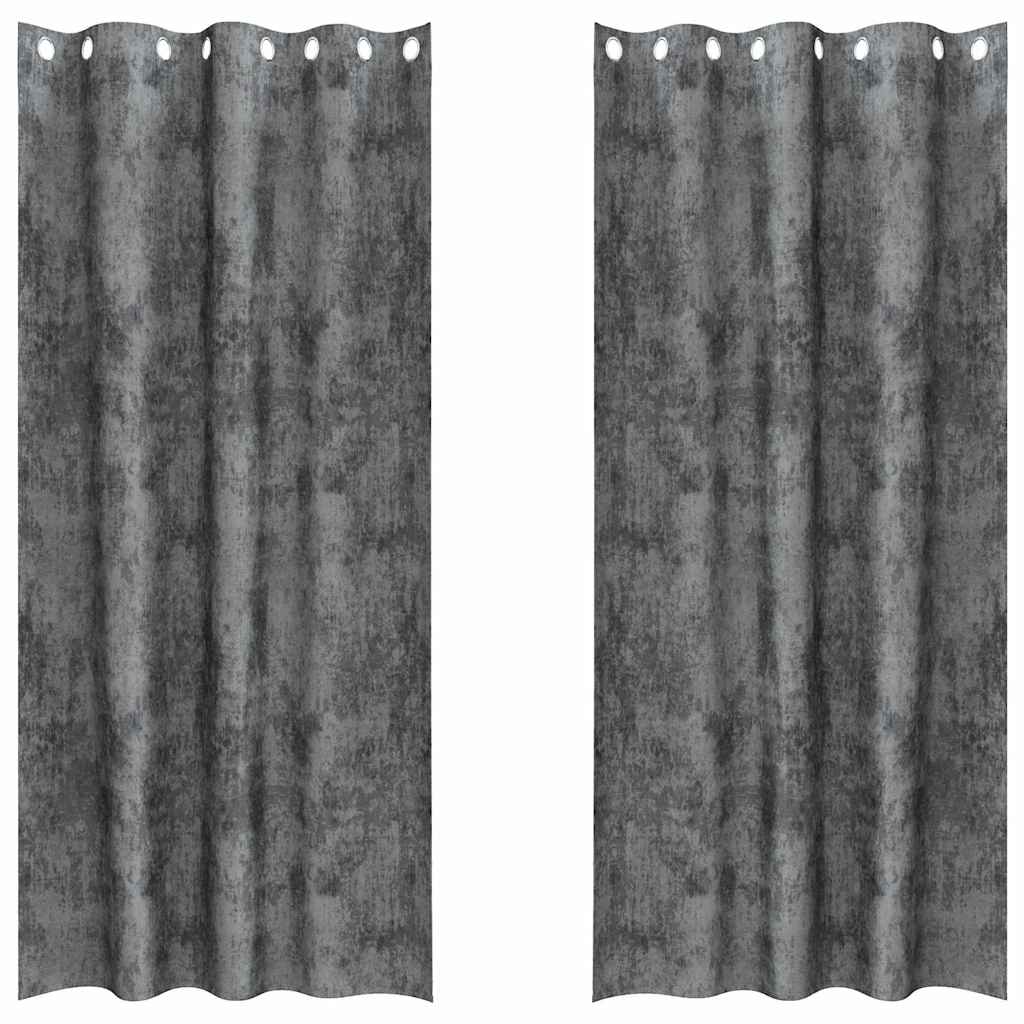 Velvet Gordijnen 2 st Grijs 260 x 140 cm Fluweel