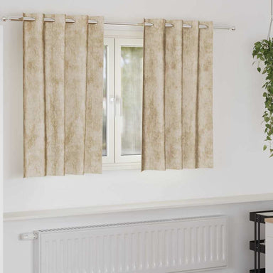 Velvet Gordijnen 2 st Crème 140 x 140 cm Fluweel