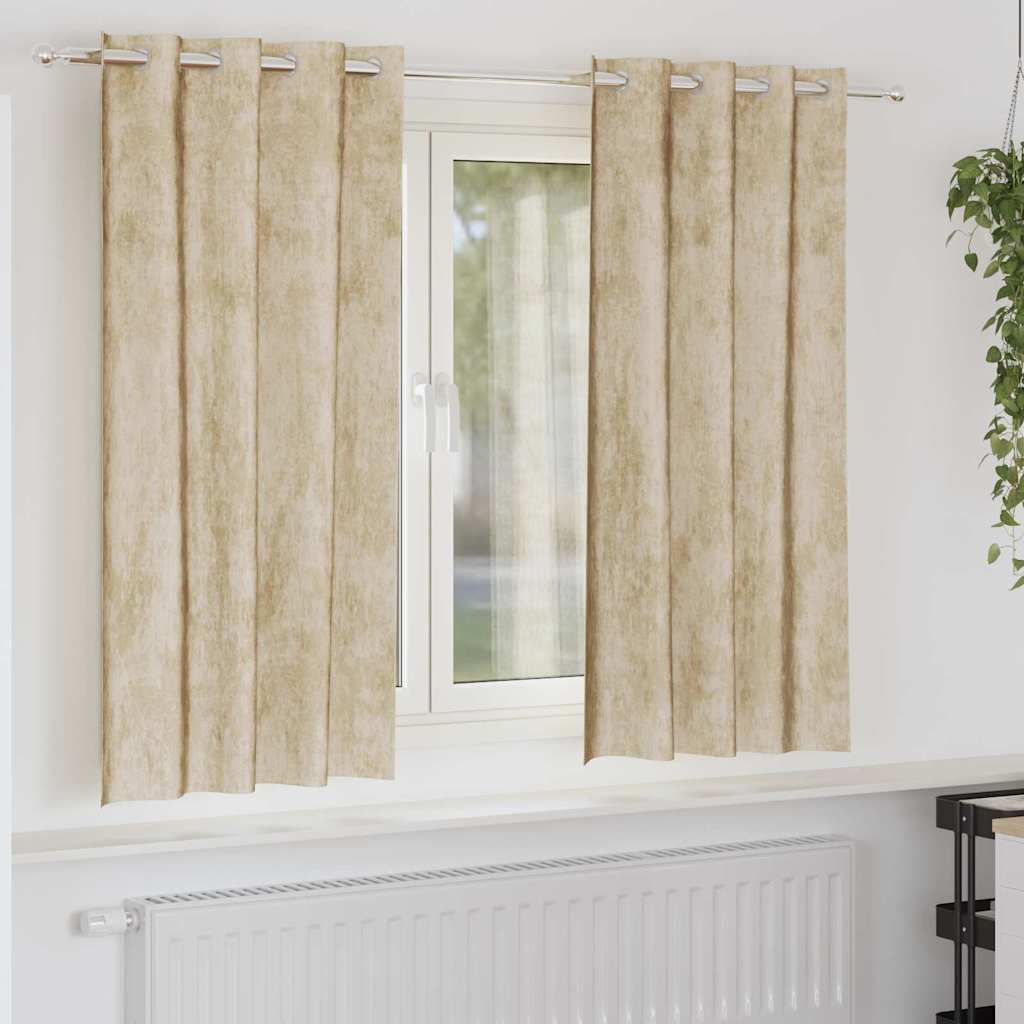 Velvet Gordijnen 2 st Crème 175 x 140 cm Fluweel