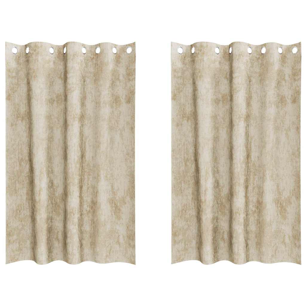 Velvet Gordijnen 2 st Crème 175 x 140 cm Fluweel