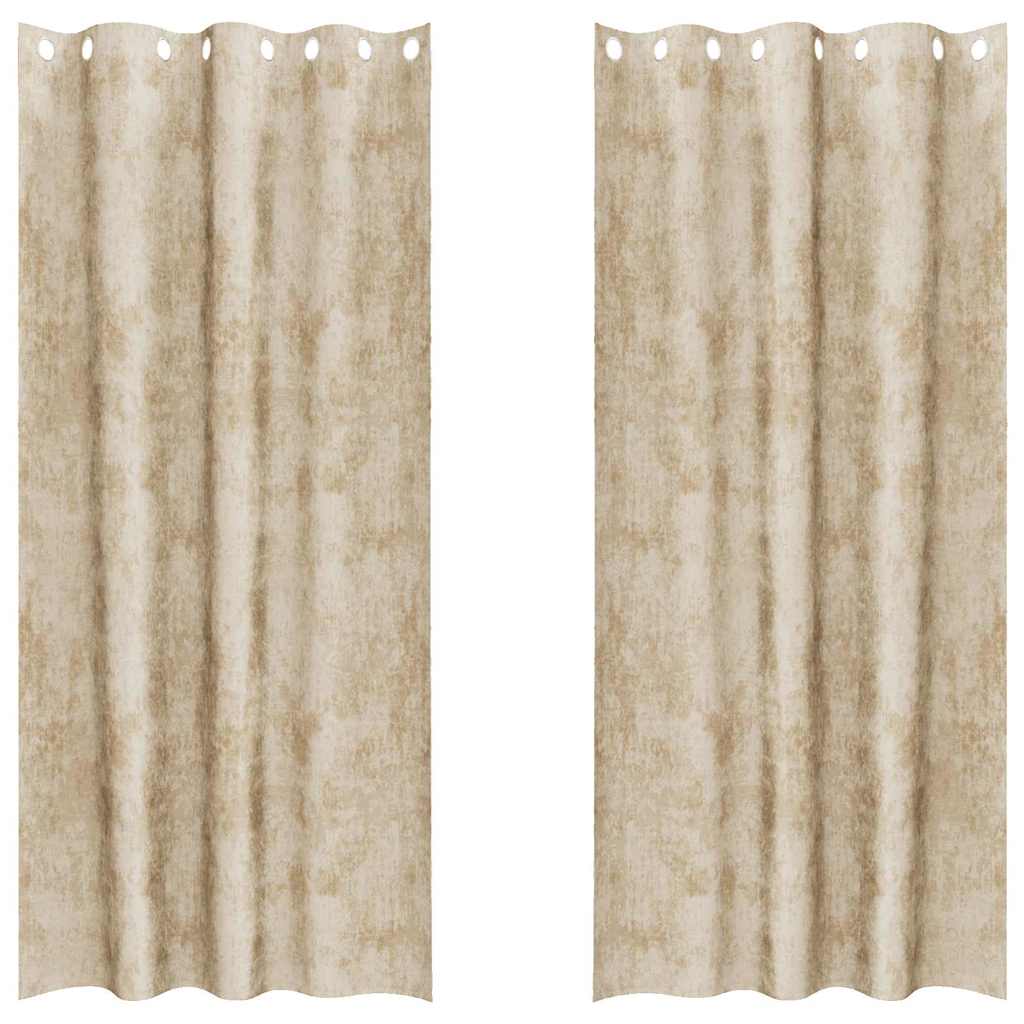 Velvet Gordijnen 2 st Crème 260 x 140 cm Fluweel
