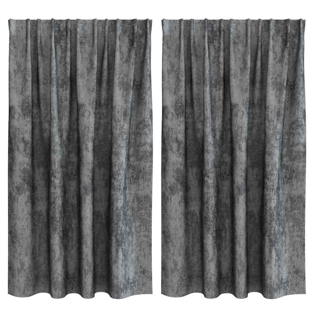 Velvet Gordijnen 2 st Grijs 140 x 140 cm Fluweel