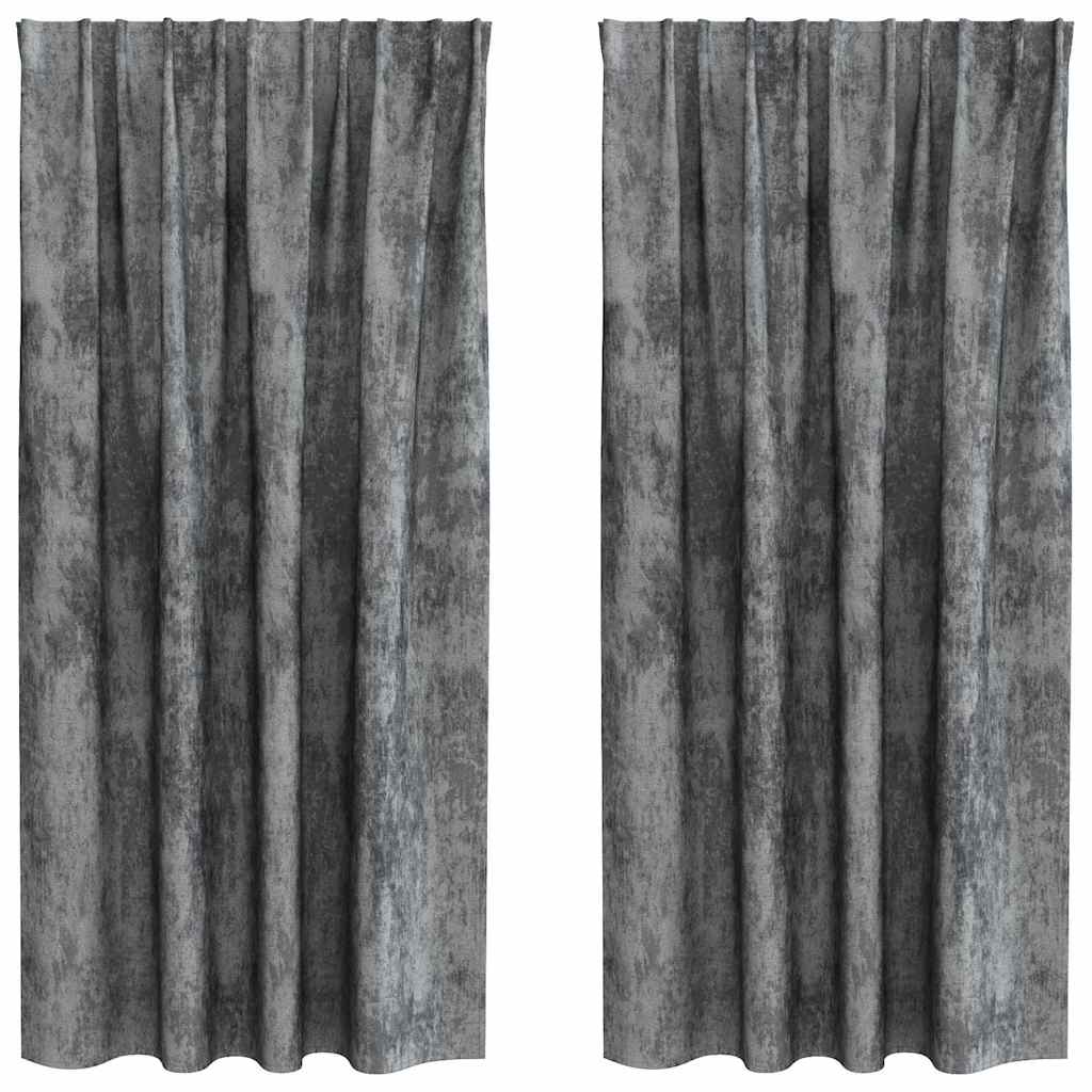 Velvet Gordijnen 2 st Grijs 175 x 140 cm Fluweel