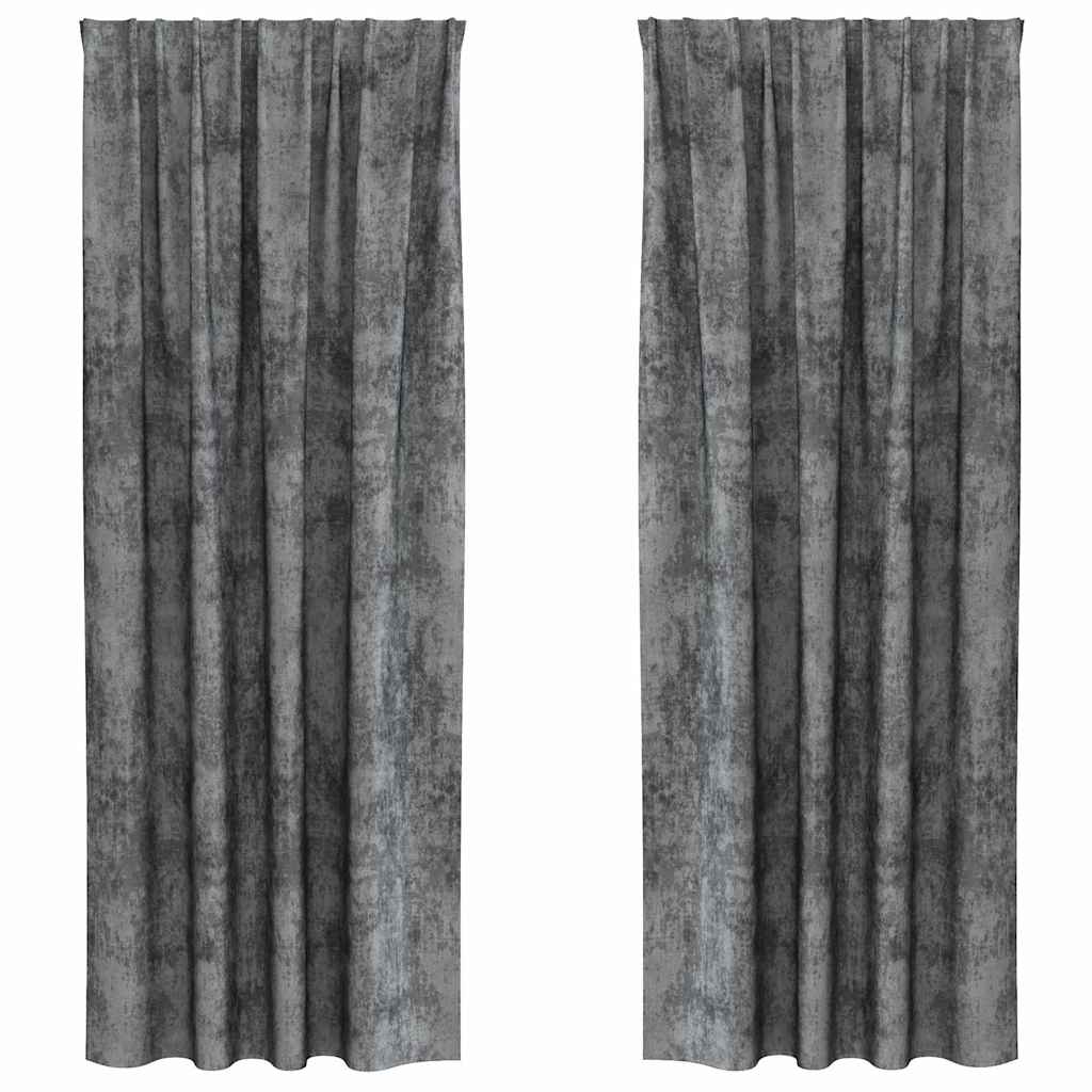 Velvet Gordijnen 2 st Grijs 225 x 140 cm Fluweel
