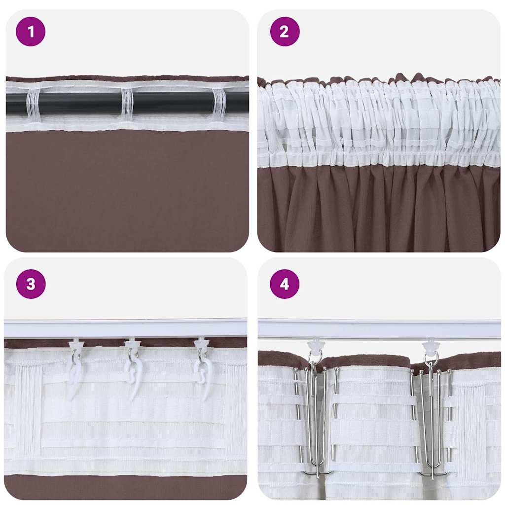 Velvet Gordijnen 2 st Bruin 140 x 140 cm Fluweel
