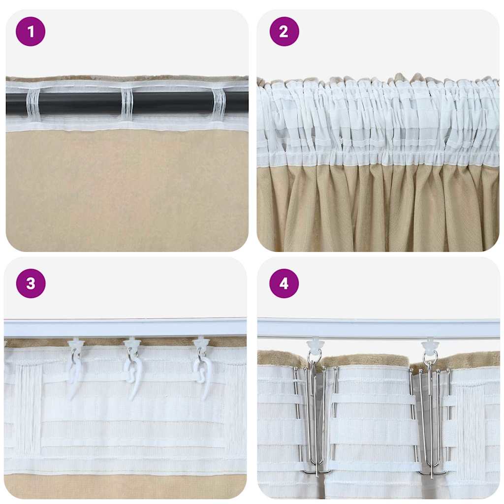 Velvet Gordijnen 2 st Crème 175 x 140 cm Fluweel