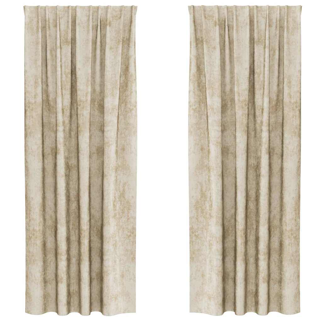 Velvet Gordijnen 2 st Crème 260 x 140 cm Fluweel