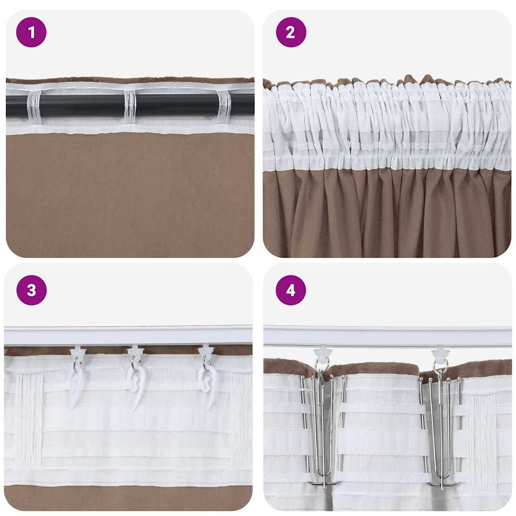 Velvet Gordijnen 2 st Cappuccino 225 x 140 cm Fluweel