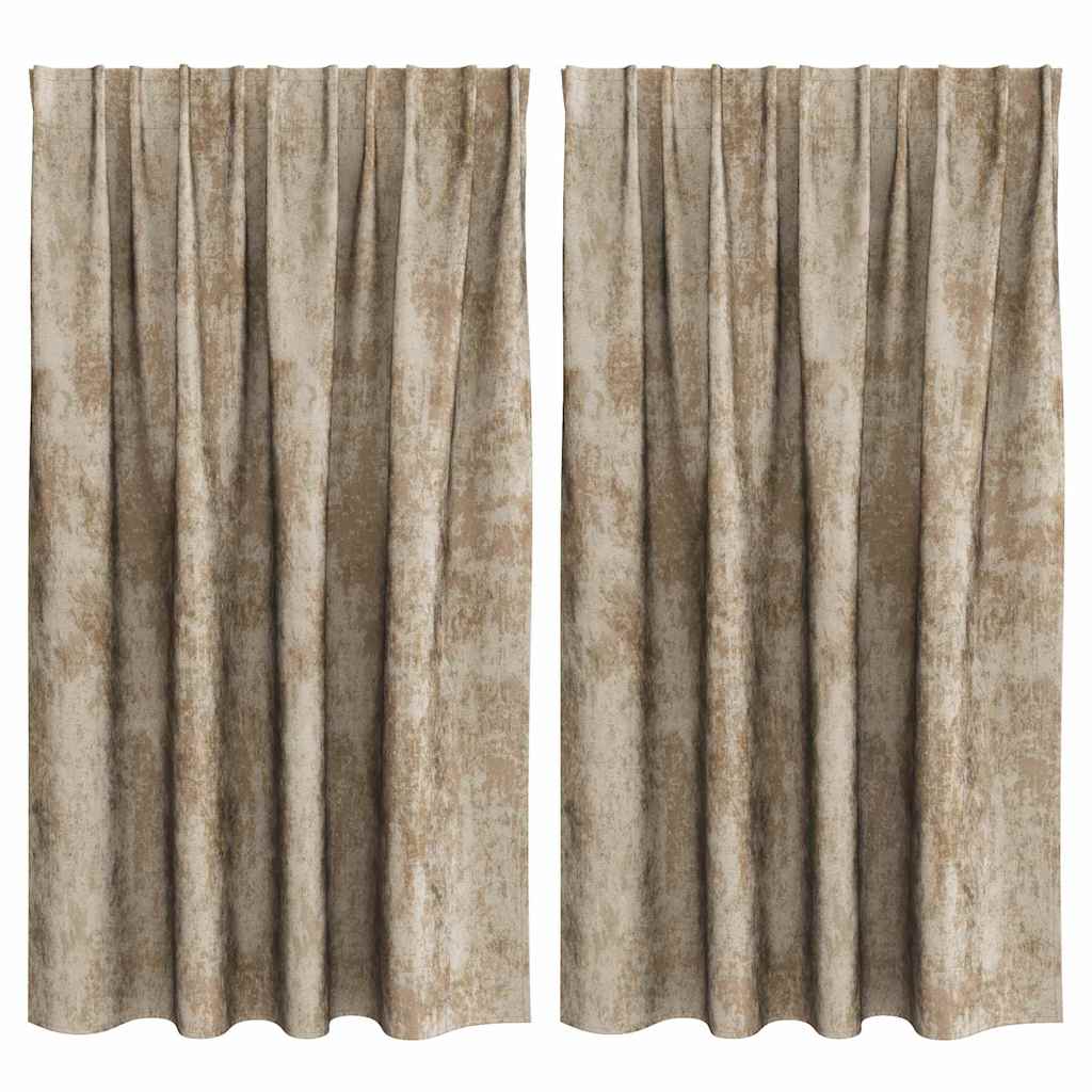 Velvet Gordijnen 2 st champagne 140 x 140 cm Fluweel
