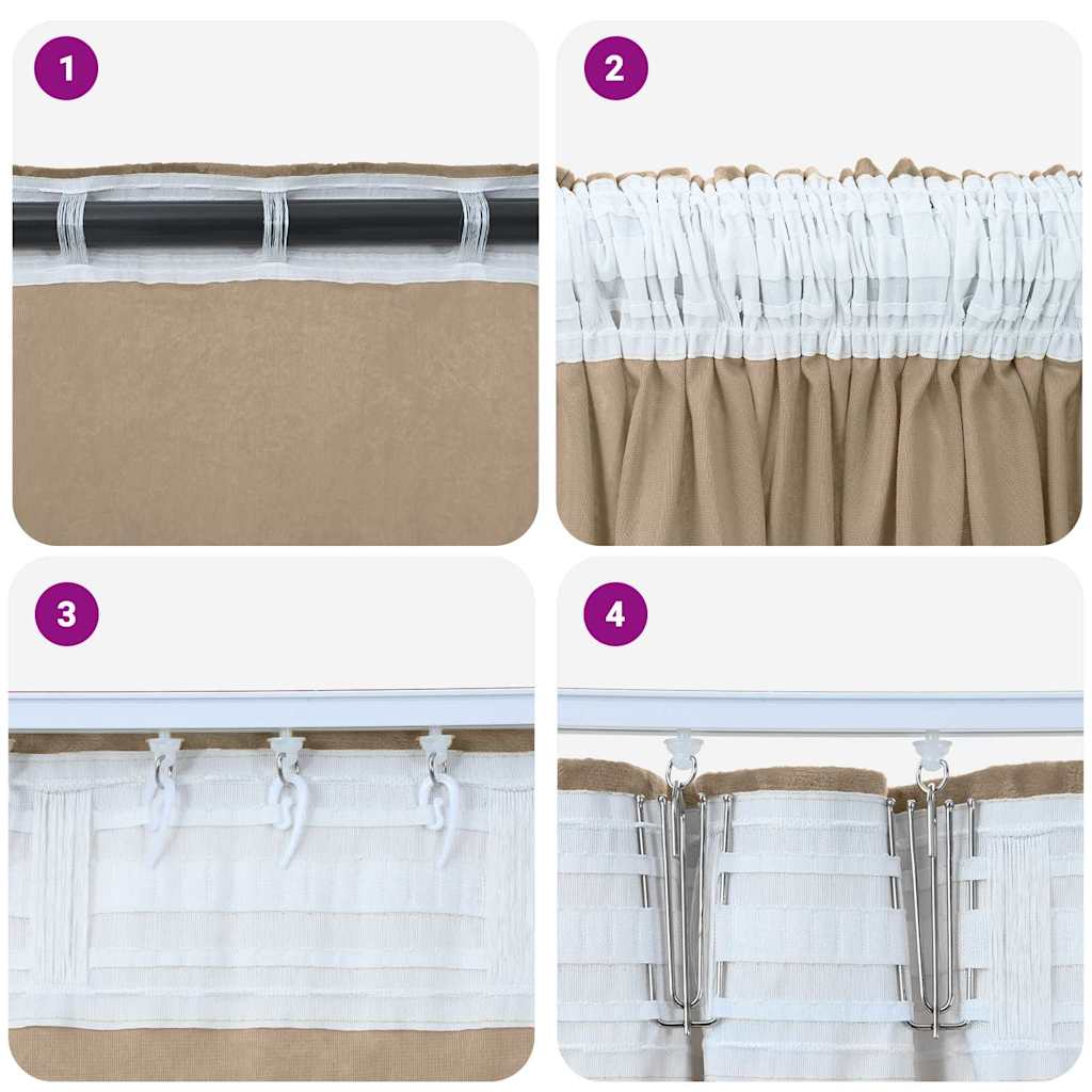 Velvet Gordijnen 2 st champagne 175 x 140 cm Fluweel