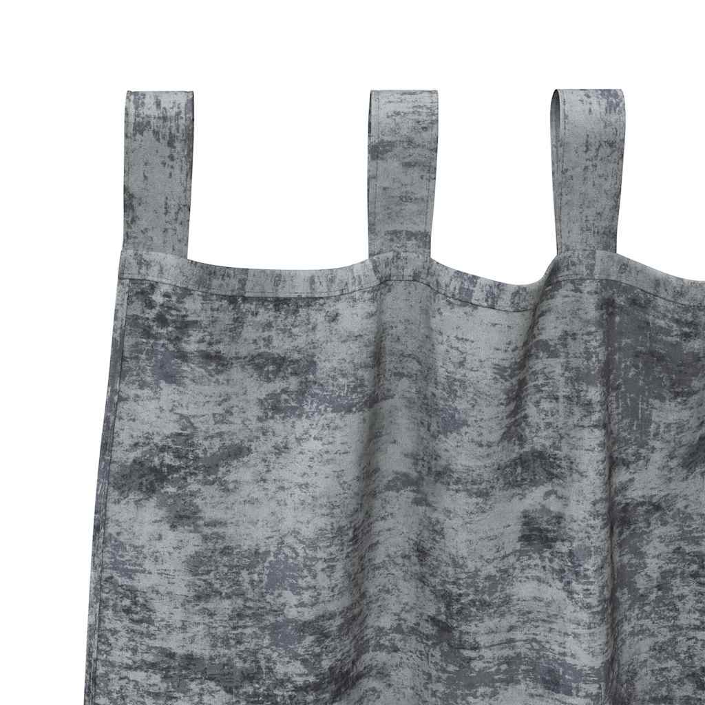 Velvet Gordijnen 2 st Zilvergrijs 245 x 140 cm Fluweel