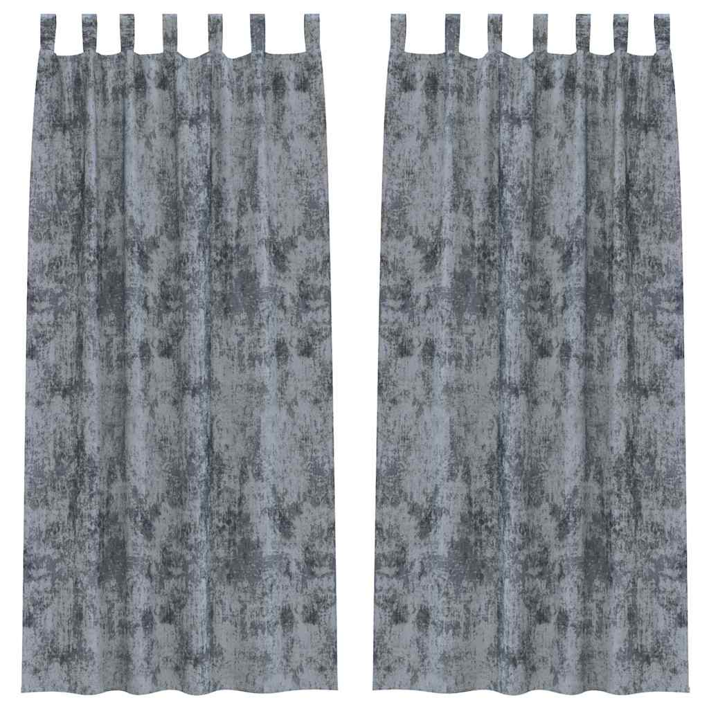 Velvet Gordijnen 2 st Zilvergrijs 245 x 140 cm Fluweel