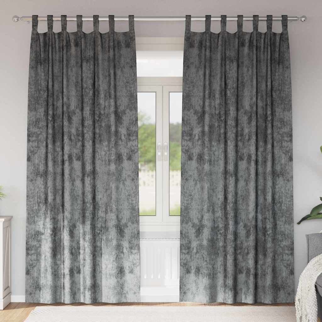 Velvet Gordijnen 2 st Grijs 260 x 140 cm Fluweel