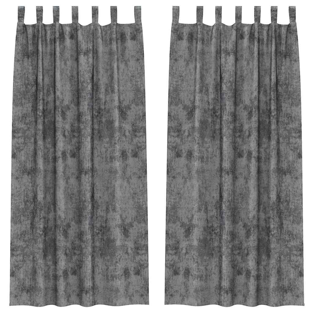 Velvet Gordijnen 2 st Grijs 260 x 140 cm Fluweel