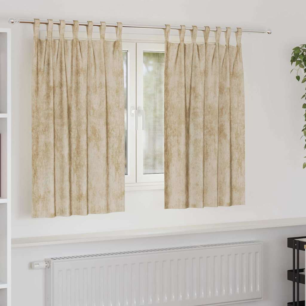 Velvet Gordijnen 2 st Crème 140 x 140 cm Fluweel