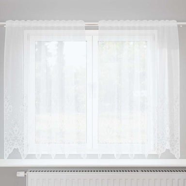 Kantgordijn met gordijnen Bloemen Wit 180 x 150 cm Polyester