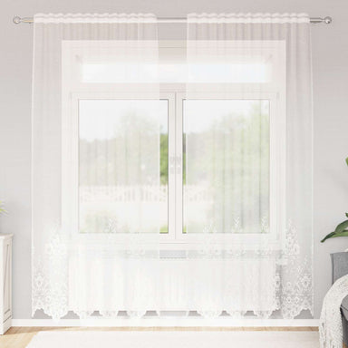 Kantgordijn met gordijnen Bloemen Wit 245x150cm Polyester